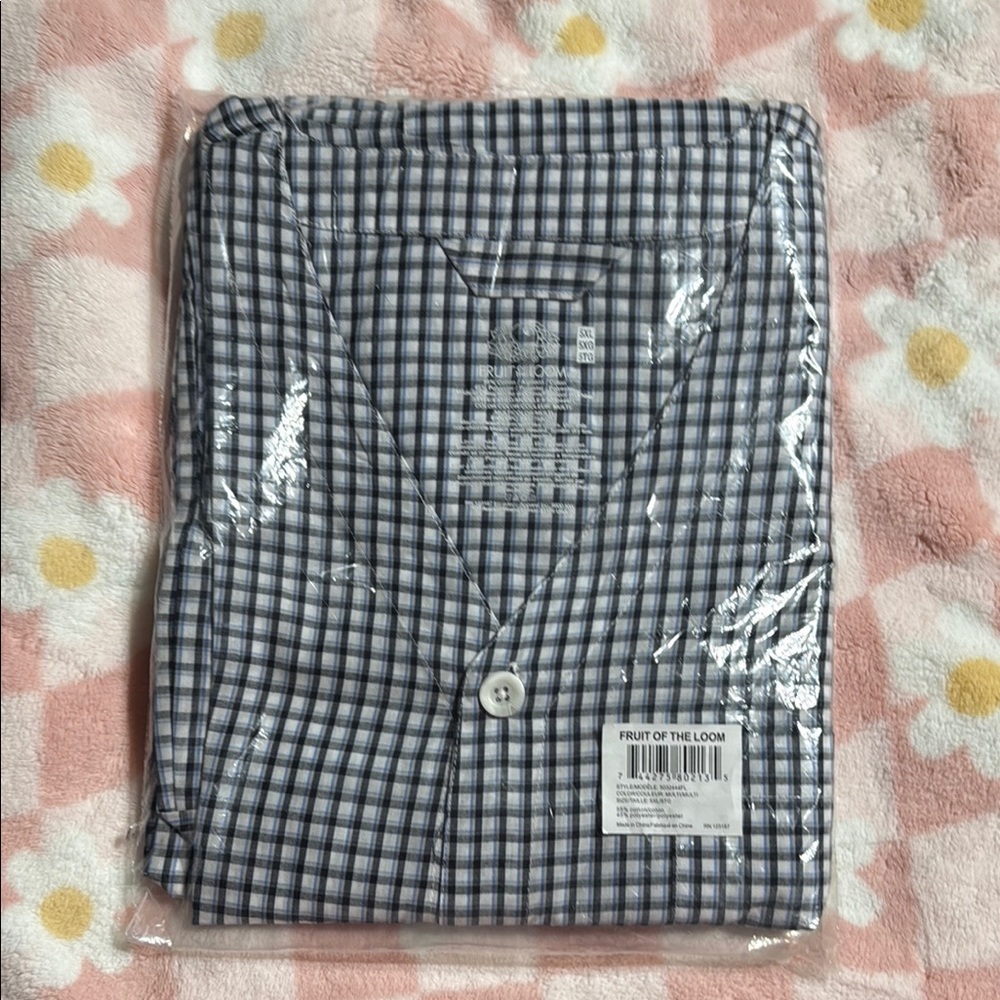 Fruit of the Loom Men's Blue Checkered pajama set 5xl